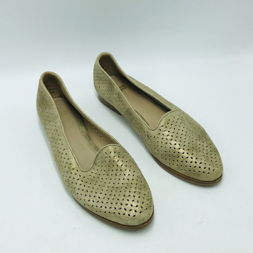 Johnston & Murphy Women's 9 M Loafer Gold Slip On Shoes Career Leather Lazer Cut